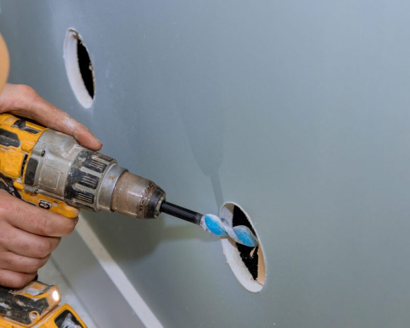 In renovation of house cable will be laid by drilling holes in wall to beams in order lay wire